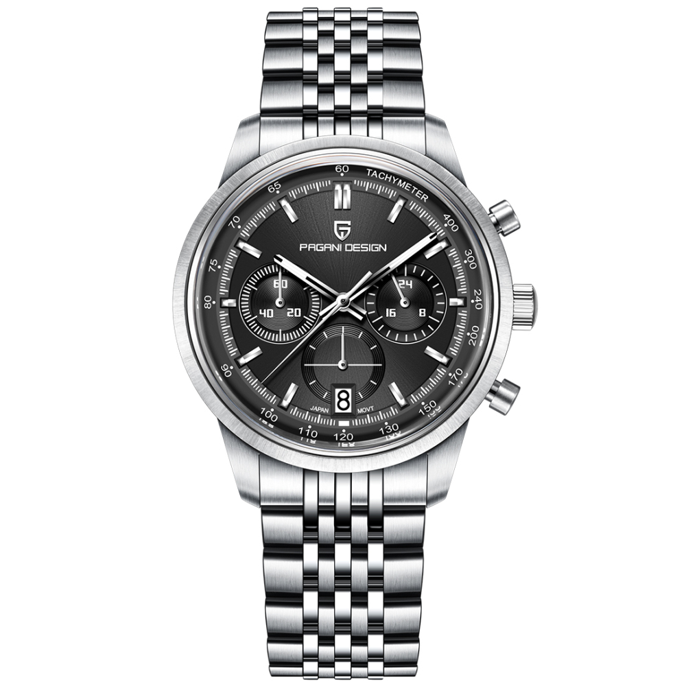 PAGANI DESIGN PD-1827 New Men's Chronograph Quartz Watch full Stainless Steel 100M Waterproof Sports Wrist Watch for Men