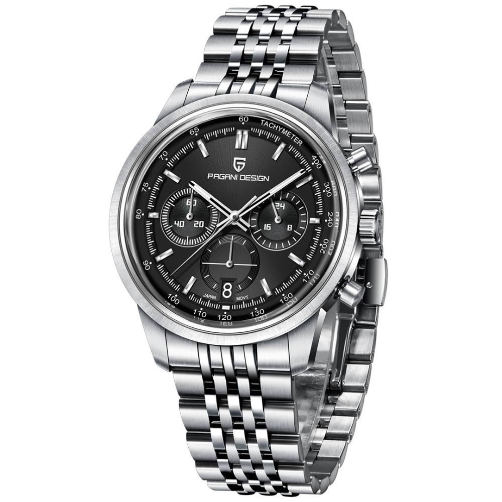 PAGANI DESIGN PD-1827 New Men's Chronograph Quartz Watch full Stainless Steel 100M Waterproof Sports Wrist Watch for Men