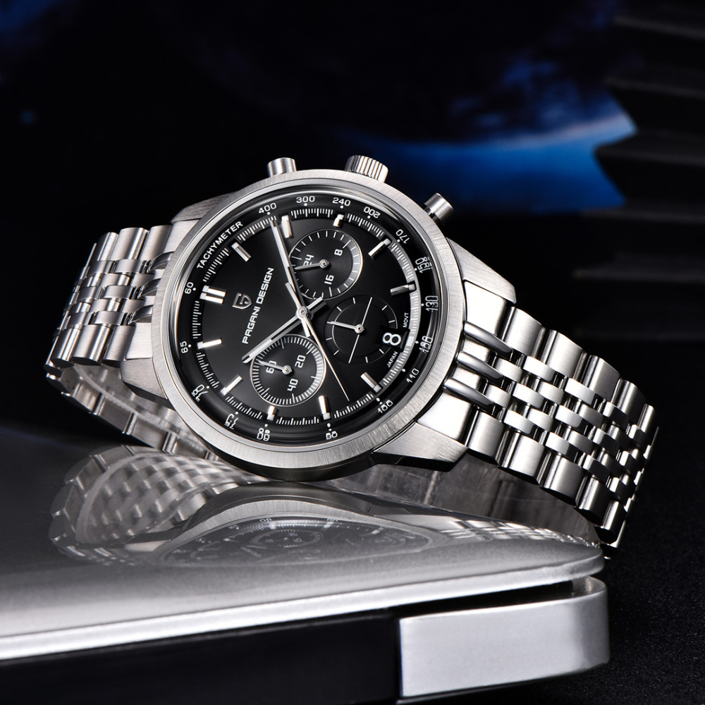 PAGANI DESIGN PD-1827 New Men's Chronograph Quartz Watch full Stainless Steel 100M Waterproof Sports Wrist Watch for Men