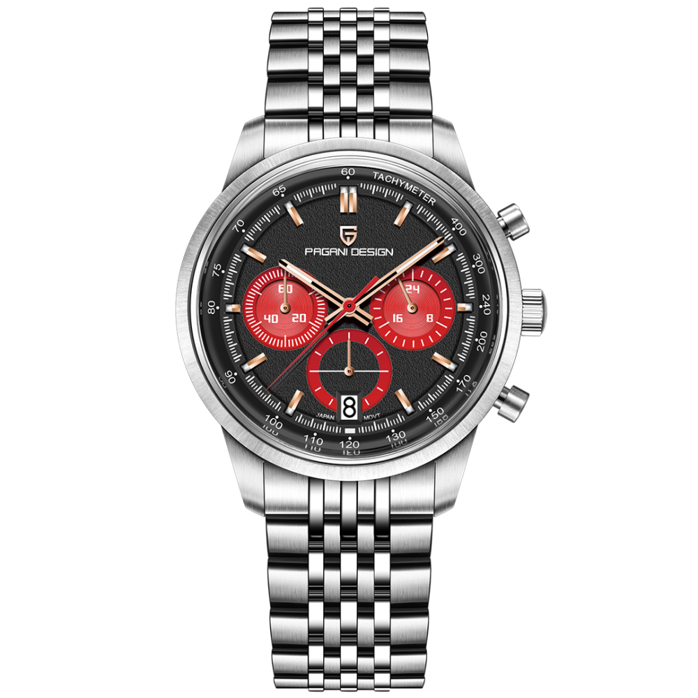 PAGANI DESIGN PD-1827 New Men's Chronograph Quartz Watch full Stainless Steel 100M Waterproof Sports Wrist Watch for Men