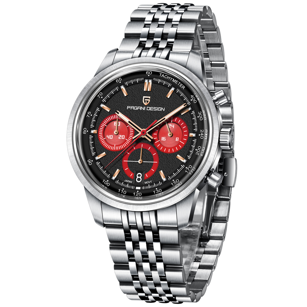 PAGANI DESIGN PD-1827 New Men's Chronograph Quartz Watch full Stainless Steel 100M Waterproof Sports Wrist Watch for Men