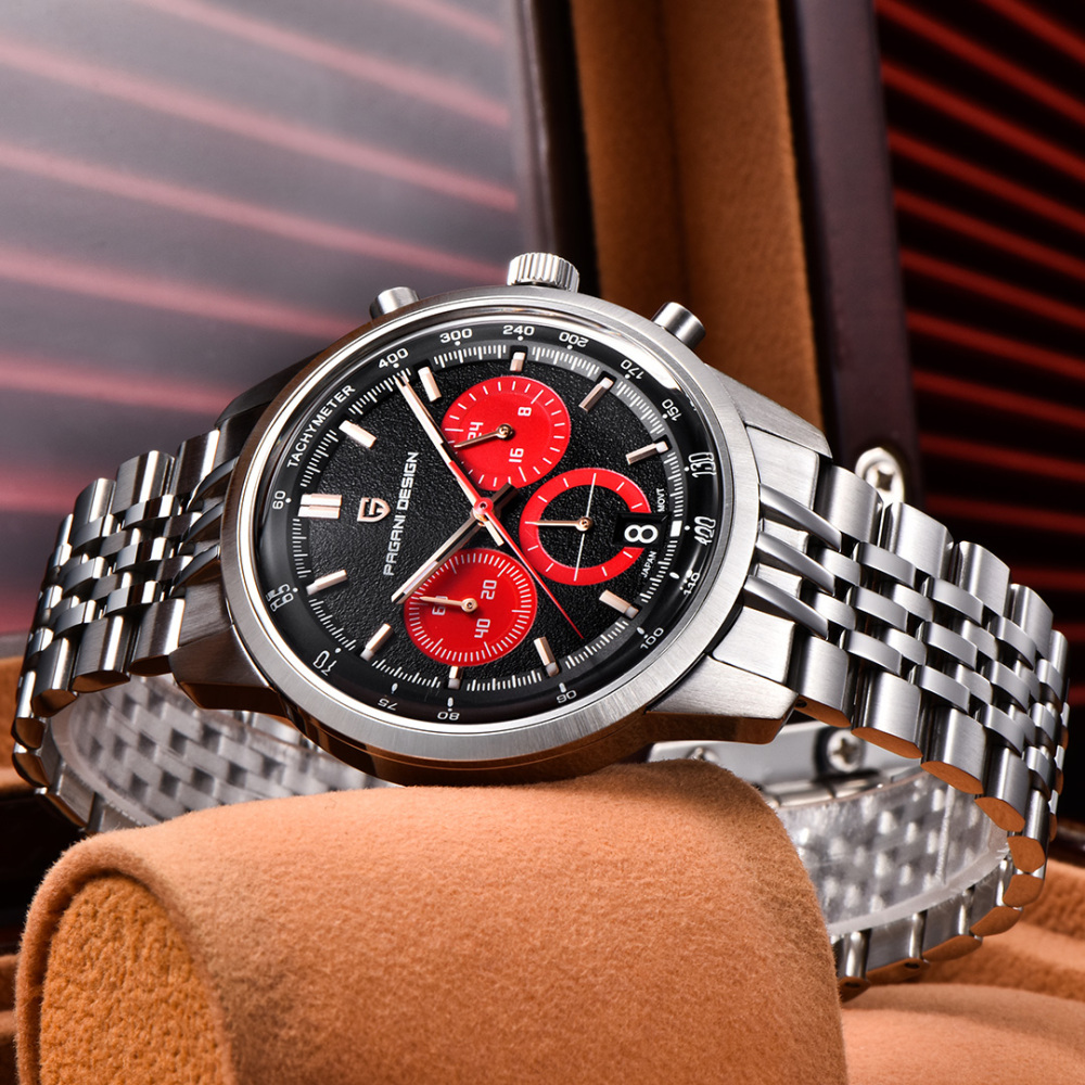 PAGANI DESIGN PD-1827 New Men's Chronograph Quartz Watch full Stainless Steel 100M Waterproof Sports Wrist Watch for Men