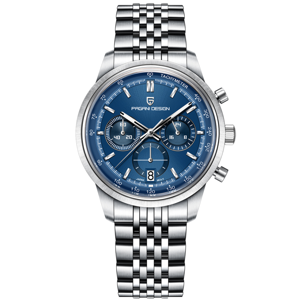 PAGANI DESIGN PD-1827 New Men's Chronograph Quartz Watch full Stainless Steel 100M Waterproof Sports Wrist Watch for Men