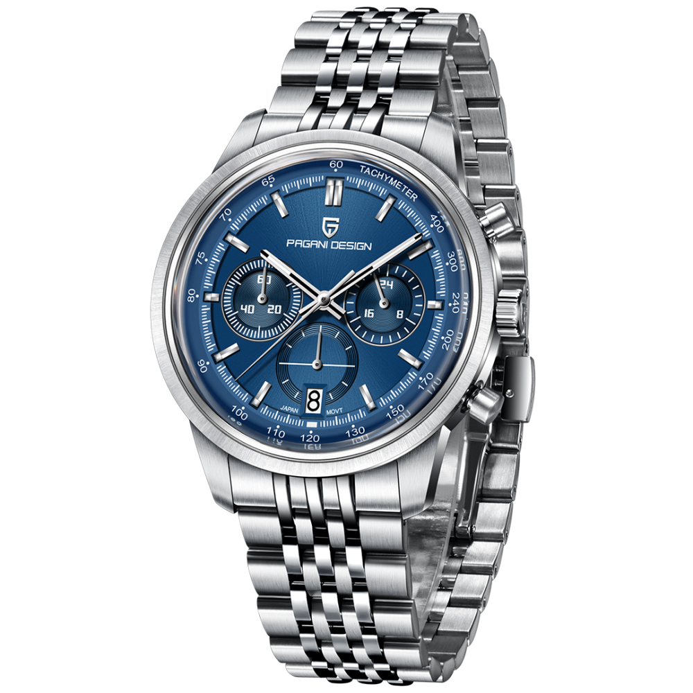 PAGANI DESIGN PD-1827 New Men's Chronograph Quartz Watch full Stainless Steel 100M Waterproof Sports Wrist Watch for Men