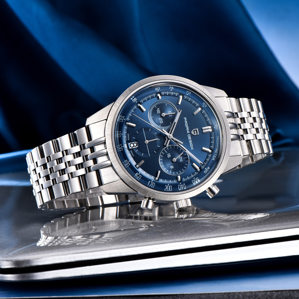 PAGANI DESIGN PD-1827 New Men's Chronograph Quartz Watch full Stainless Steel 100M Waterproof Sports Wrist Watch for Men