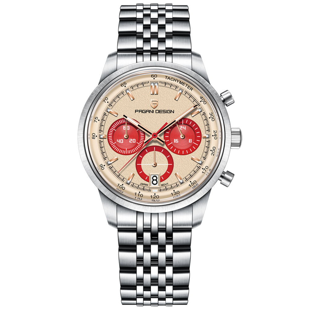 PAGANI DESIGN PD-1827 New Men's Chronograph Quartz Watch full Stainless Steel 100M Waterproof Sports Wrist Watch for Men