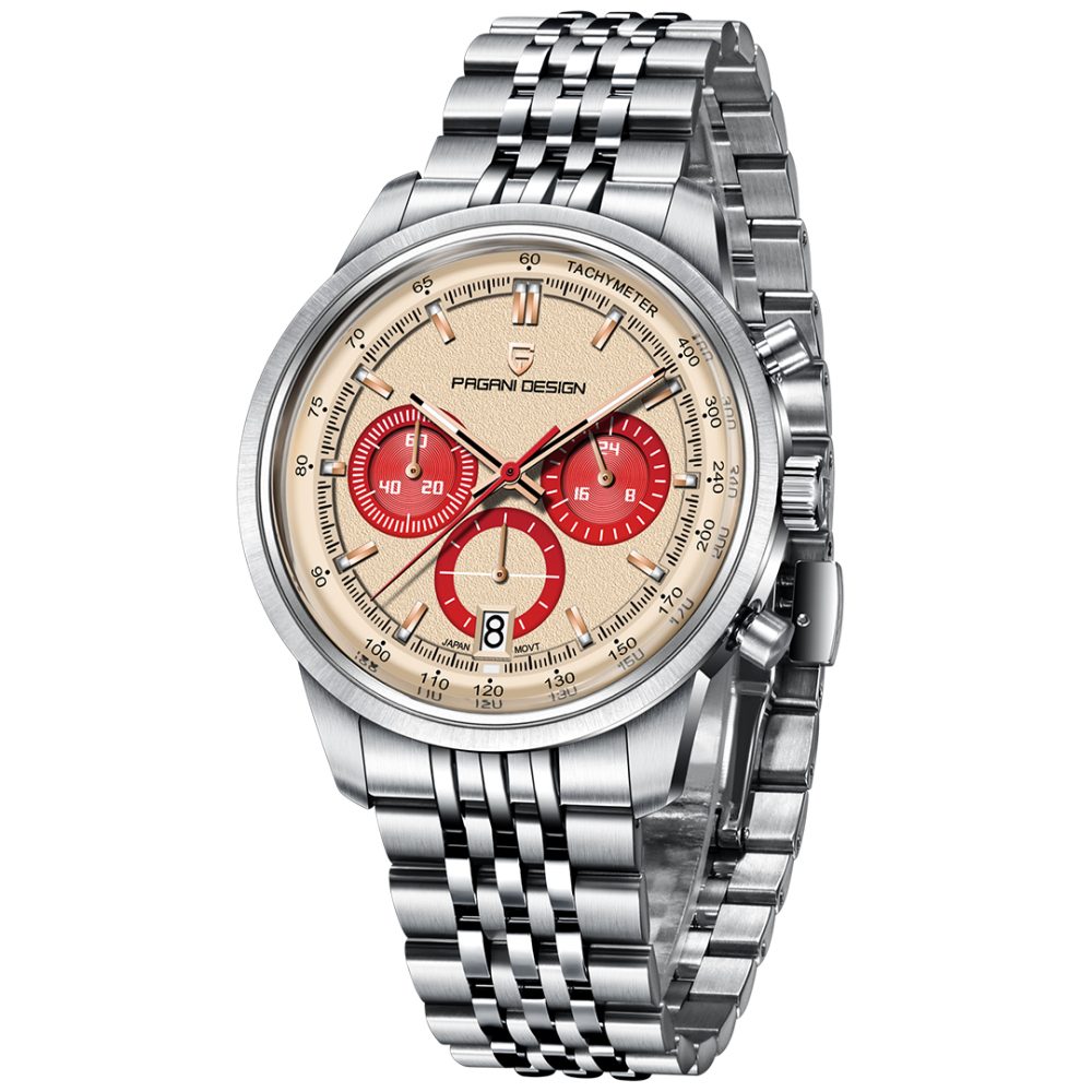 PAGANI DESIGN PD-1827 New Men's Chronograph Quartz Watch full Stainless Steel 100M Waterproof Sports Wrist Watch for Men