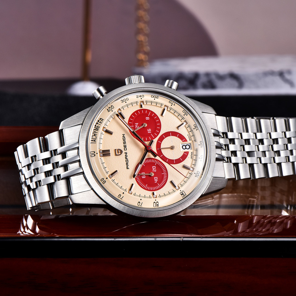PAGANI DESIGN PD-1827 New Men's Chronograph Quartz Watch full Stainless Steel 100M Waterproof Sports Wrist Watch for Men