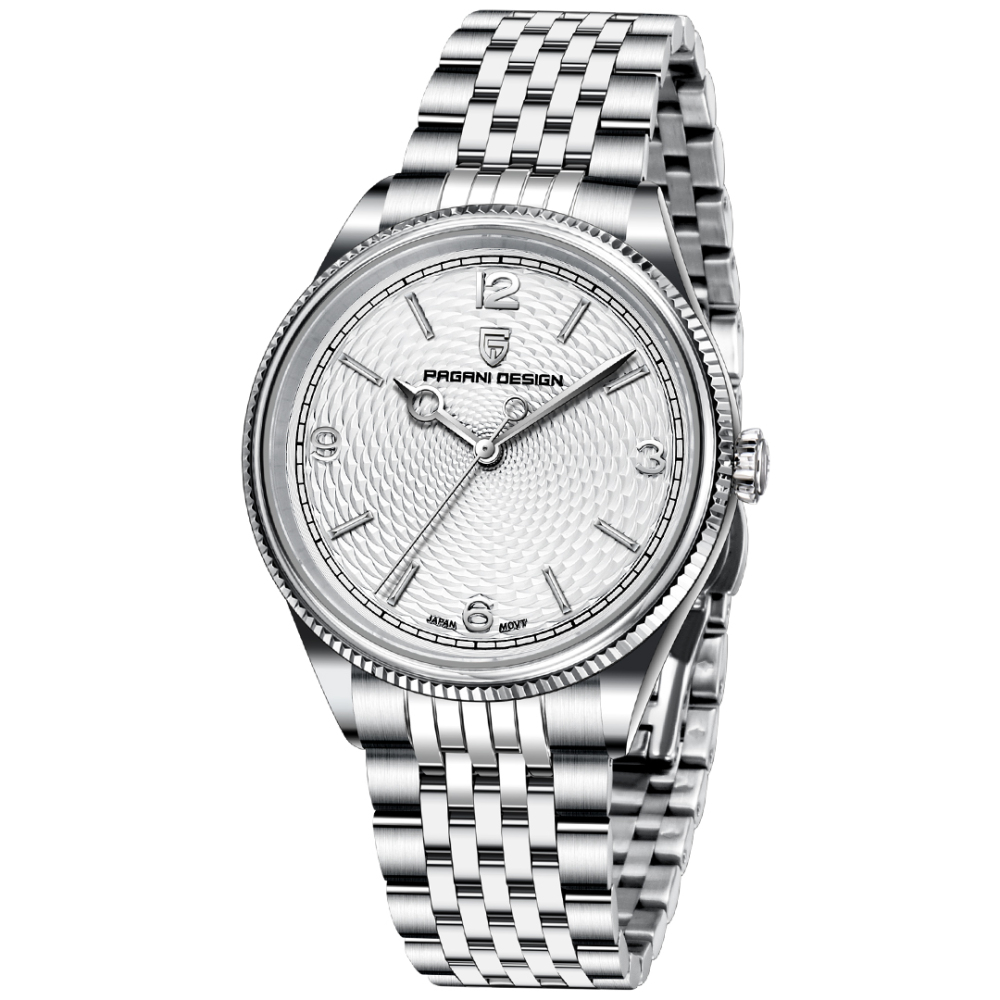 PAGANI DESIGN PD-1828 Minimalist Men's Watch Stainless Steel Causal Quartz Watch for Men, Synthetic Sapphire Dial Glass