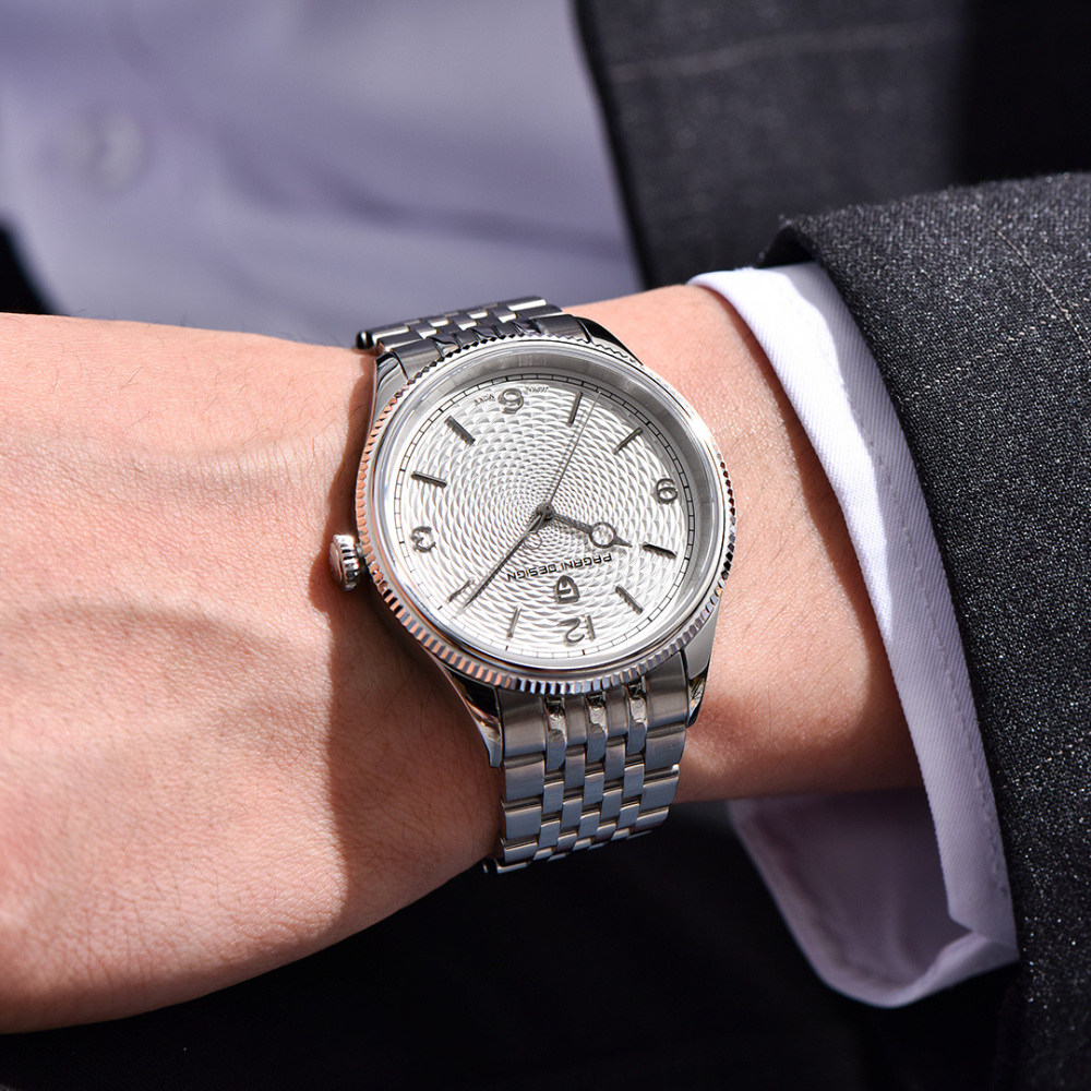 PAGANI DESIGN PD-1828 Minimalist Men's Watch Stainless Steel Causal Quartz Watch for Men, Synthetic Sapphire Dial Glass