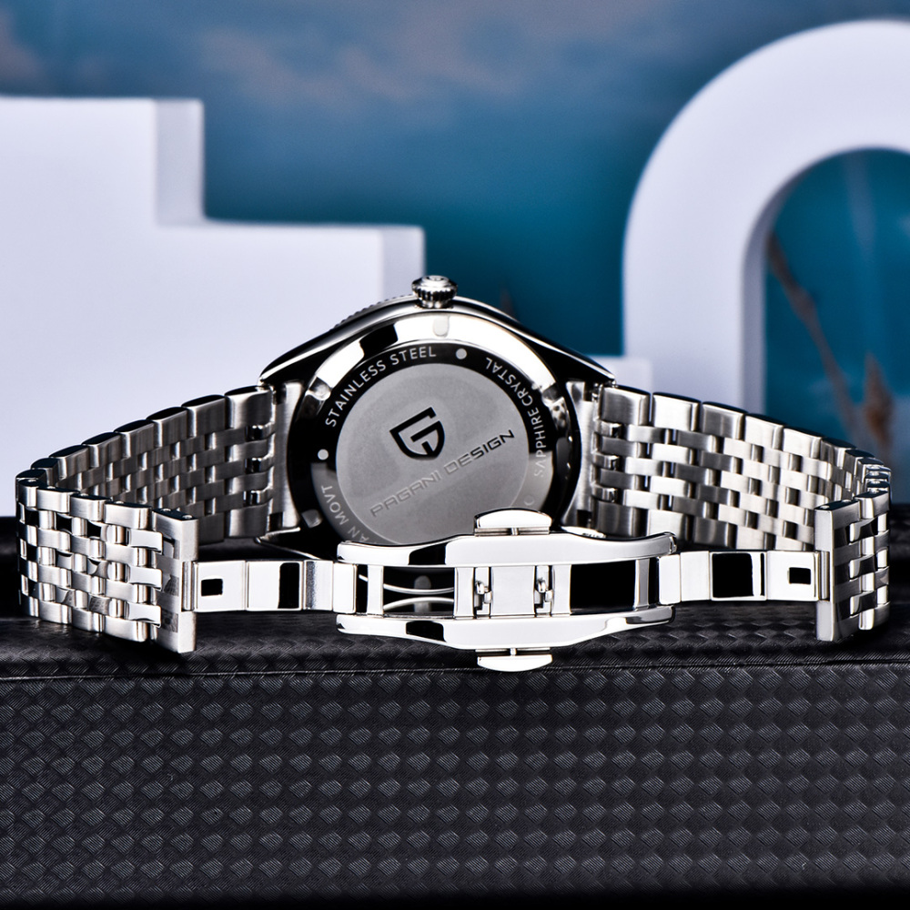 PAGANI DESIGN PD-1828 Minimalist Men's Watch Stainless Steel Causal Quartz Watch for Men, Synthetic Sapphire Dial Glass
