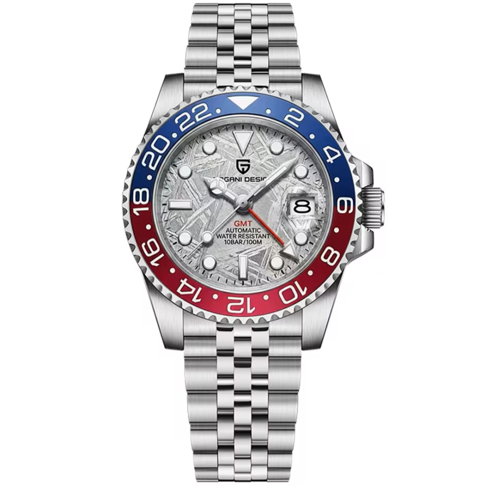 PAGANI DESIGN PD-1662 Men's Watches Automatic GMT Mechanical Stainless Steel Waterproof Wrist Watch for Men Jubilee Bracelet Sapphire Glass