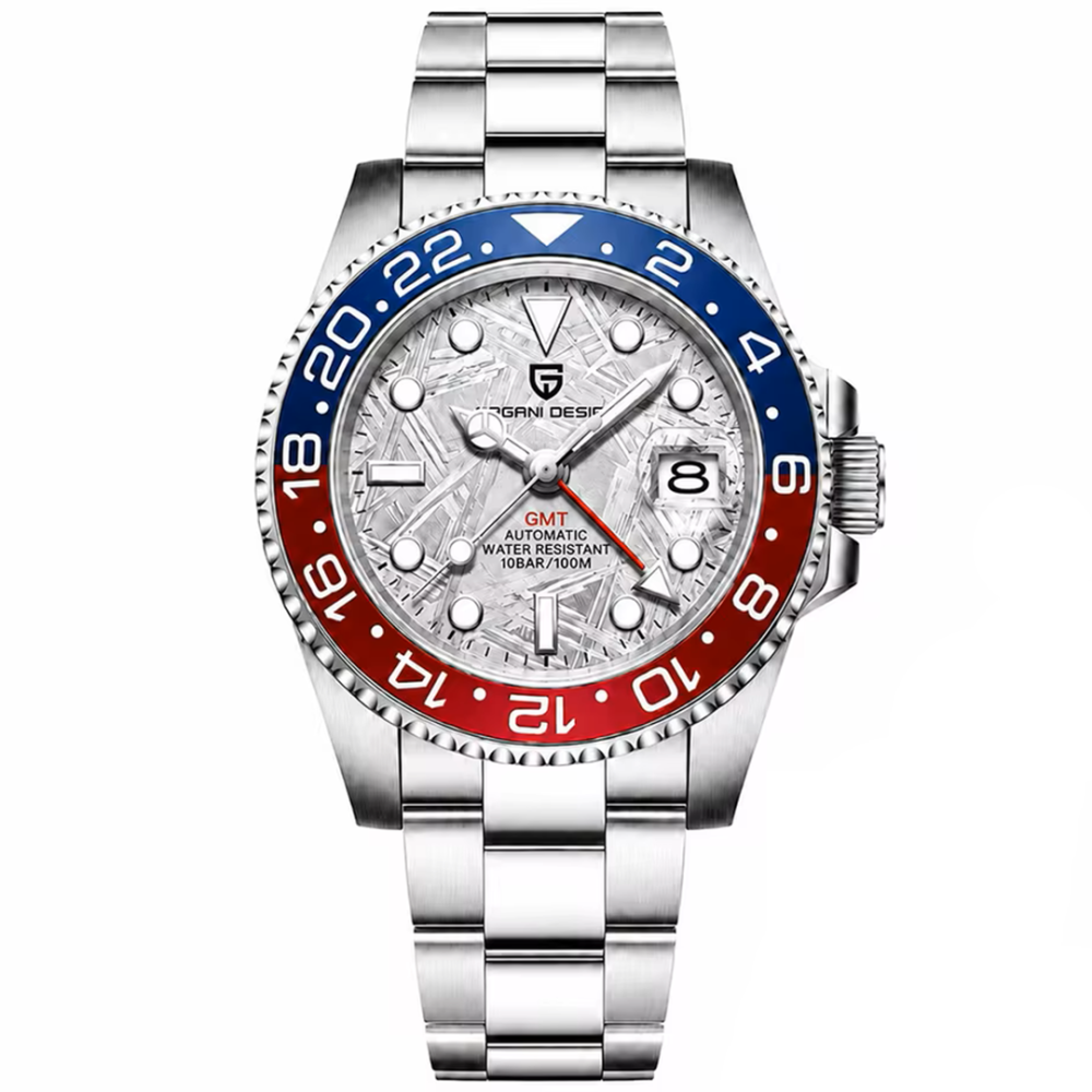 PAGANI DESIGN PD-1662 Men's Watches Automatic GMT Mechanical Stainless Steel Waterproof Wrist Watch for Men Jubilee Bracelet Sapphire Glass