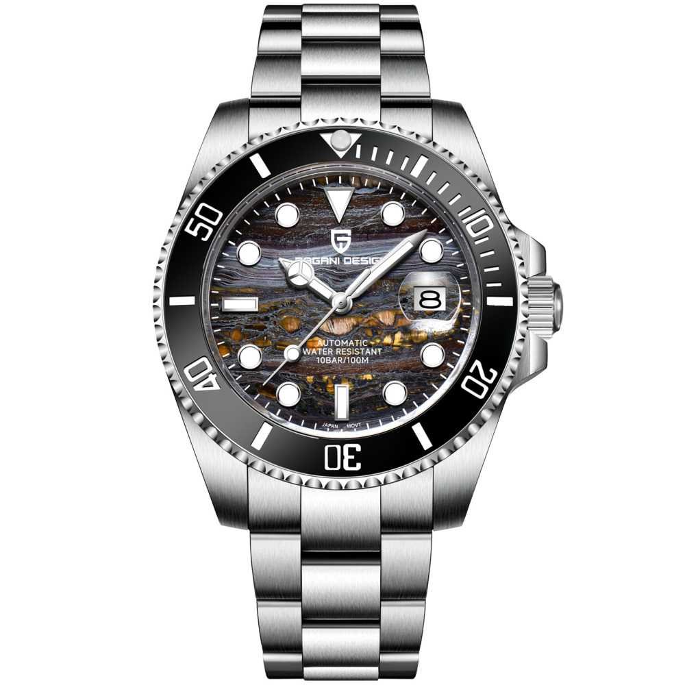 PAGANI DESIGN PD-1839 New Automatic Men's Watch Full Stainless Steel Waterproof Diving Wrist Watch for Men, Synthetic Sapphire Dial Glass