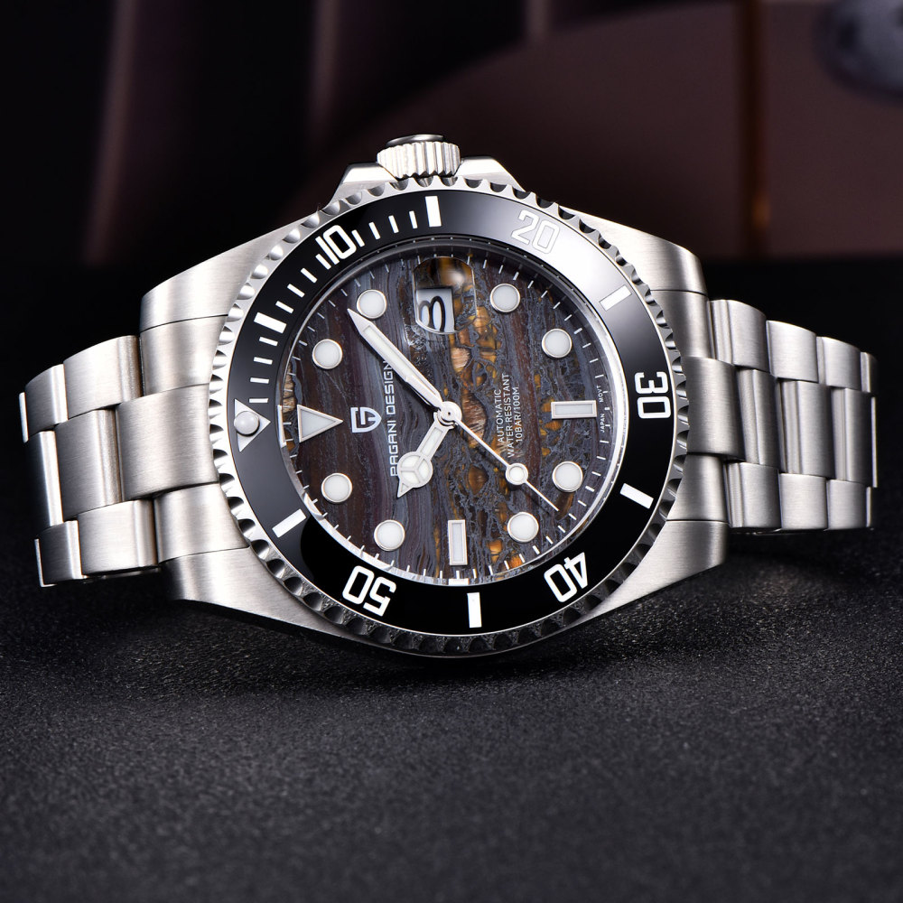 PAGANI DESIGN PD-1839 New Automatic Men's Watch Full Stainless Steel Waterproof Diving Wrist Watch for Men, Synthetic Sapphire Dial Glass