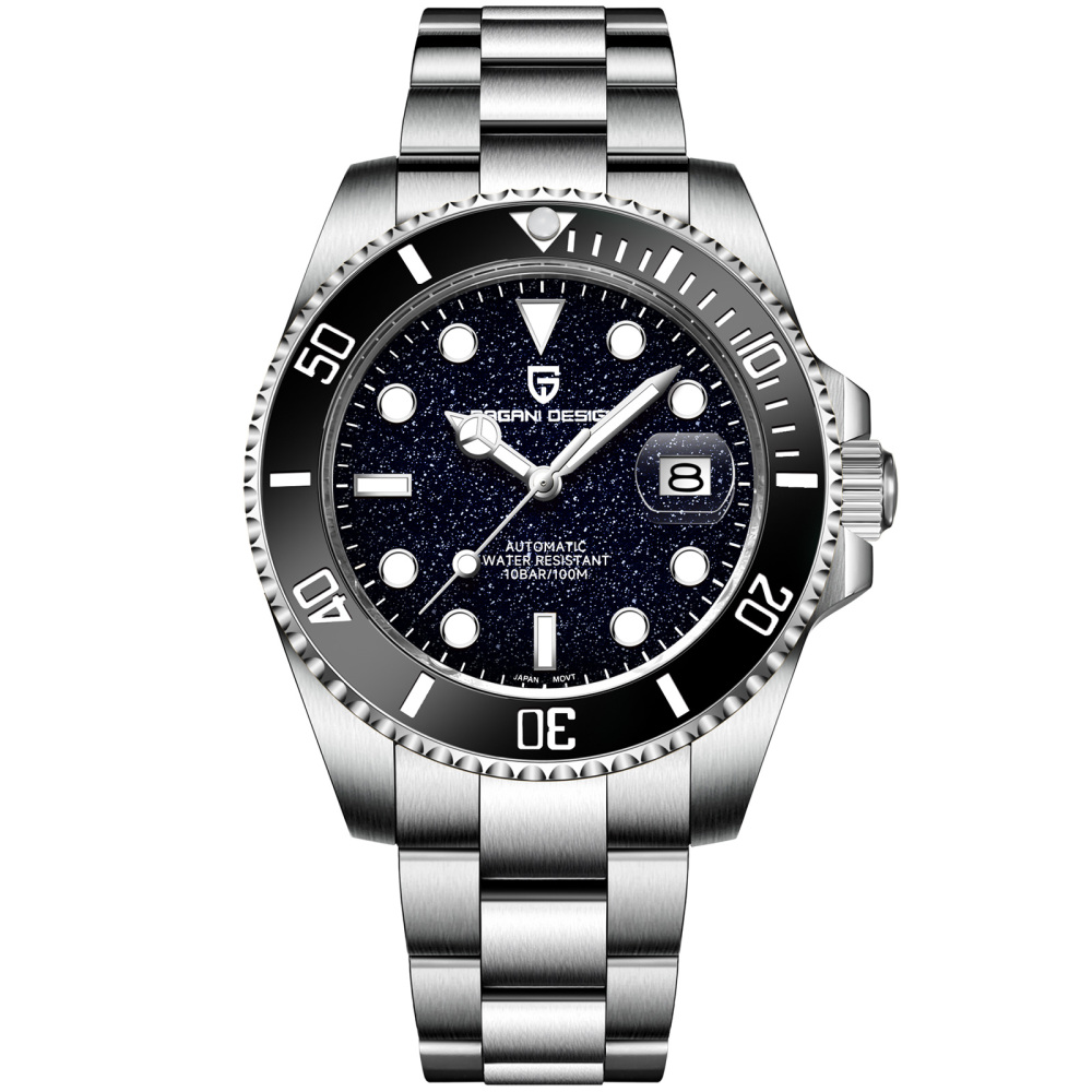 PAGANI DESIGN PD-1839 New Automatic Men's Watch Full Stainless Steel Waterproof Diving Wrist Watch for Men, Synthetic Sapphire Dial Glass