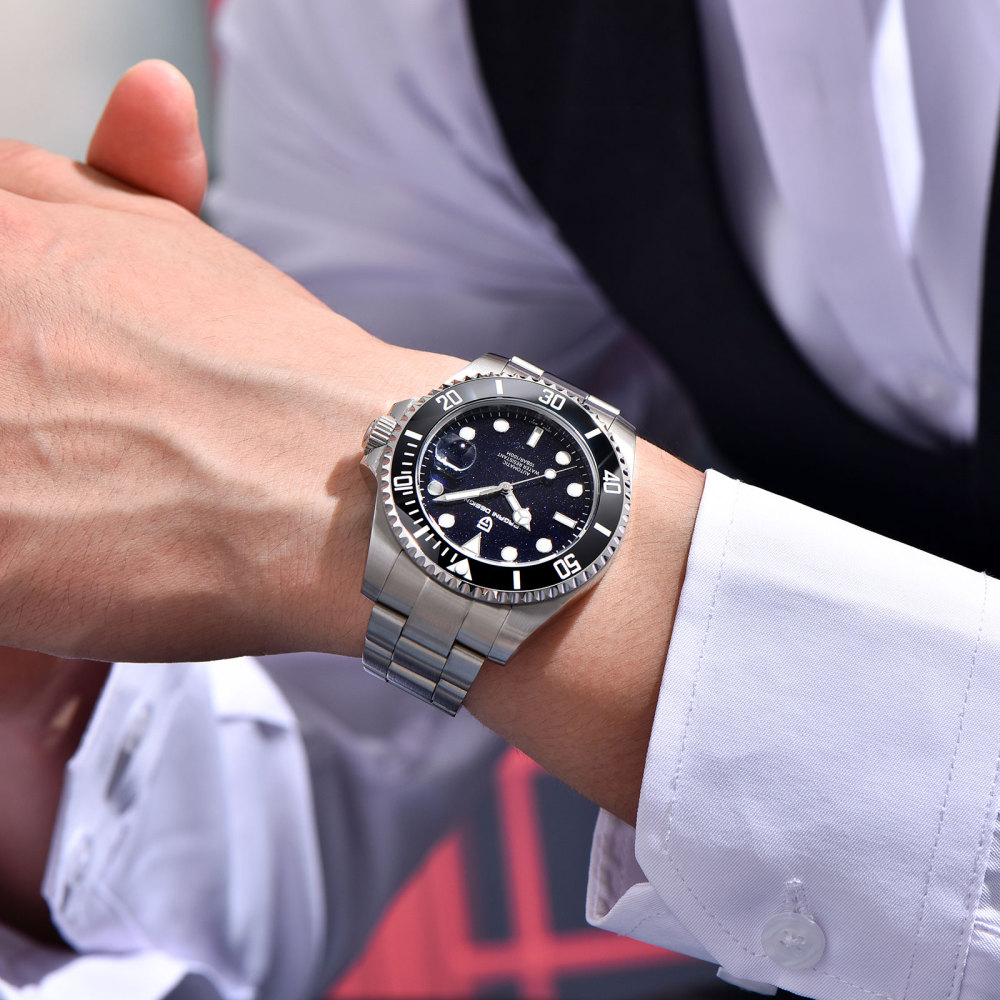 PAGANI DESIGN PD-1839 New Automatic Men's Watch Full Stainless Steel Waterproof Diving Wrist Watch for Men, Synthetic Sapphire Dial Glass