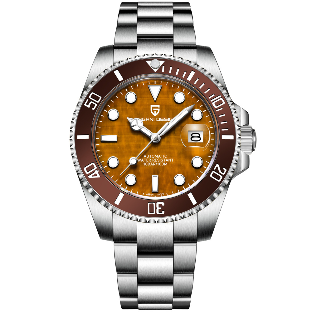 PAGANI DESIGN PD-1839 New Automatic Men's Watch Full Stainless Steel Waterproof Diving Wrist Watch for Men, Synthetic Sapphire Dial Glass