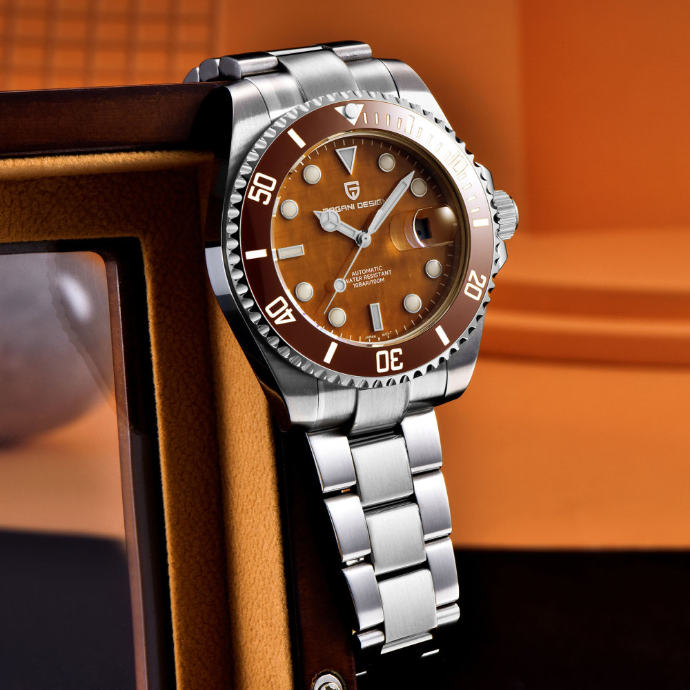 PAGANI DESIGN PD-1839 New Automatic Men's Watch Full Stainless Steel Waterproof Diving Wrist Watch for Men, Synthetic Sapphire Dial Glass
