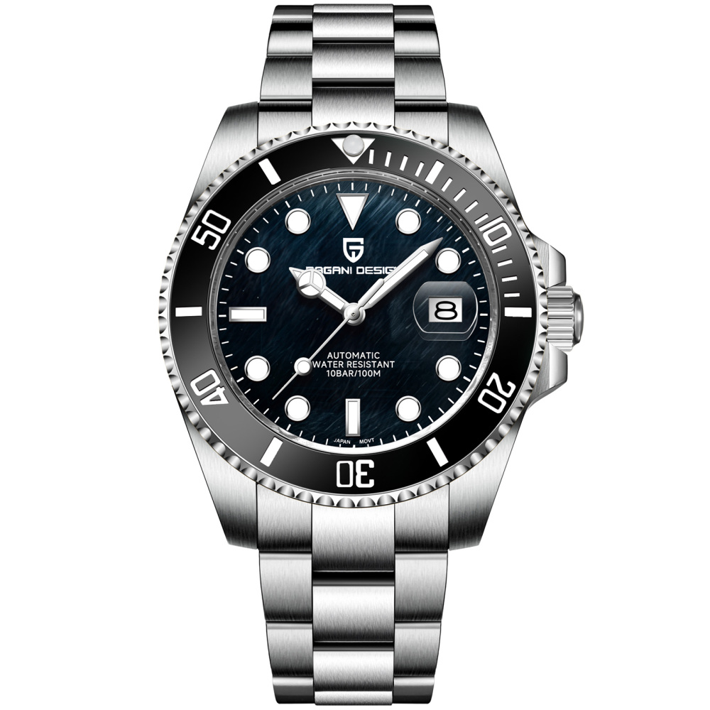 PAGANI DESIGN PD-1839 New Automatic Men's Watch Full Stainless Steel Waterproof Diving Wrist Watch for Men, Synthetic Sapphire Dial Glass