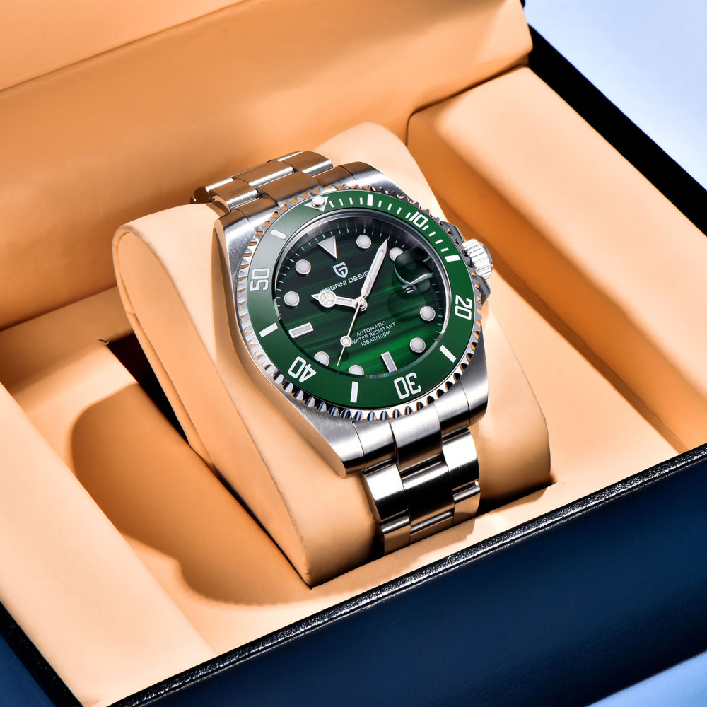 PAGANI DESIGN PD-1839 New Automatic Men's Watch Full Stainless Steel Waterproof Diving Wrist Watch for Men, Synthetic Sapphire Dial Glass