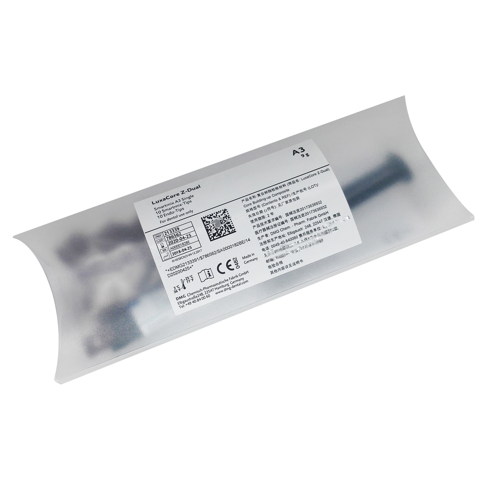 DMG LuxaCore Z-Dual Building-up Composite Smartmix A3 Single Syringe & 20 Tips