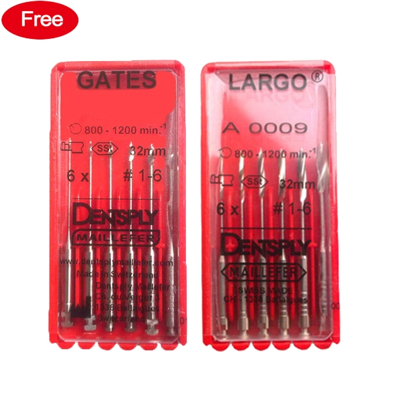 2Packs Dental Dentsply Maillefer  LARGO Peeso Reamers &amp; GATES Endo Rotary Drills #1-6 32mm （Request：Order amount over 150USD )