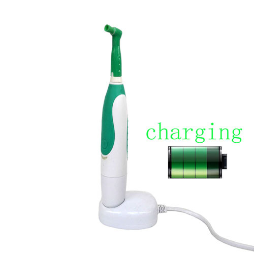 Dental Portable Hygiene Handpiece Cordless Rechargeable Green/Blue + 10 prophy angles