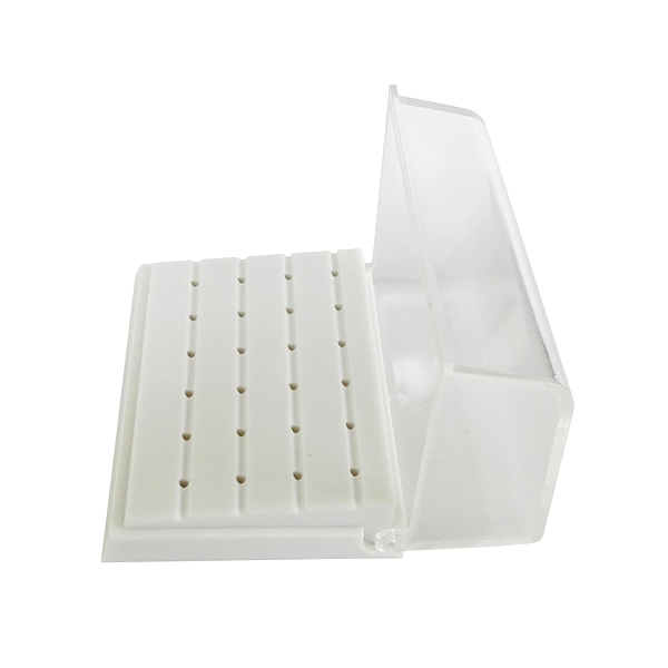 24 Holes Dental Burs Drill Holder Stand Block Disinfection Case Plastic White