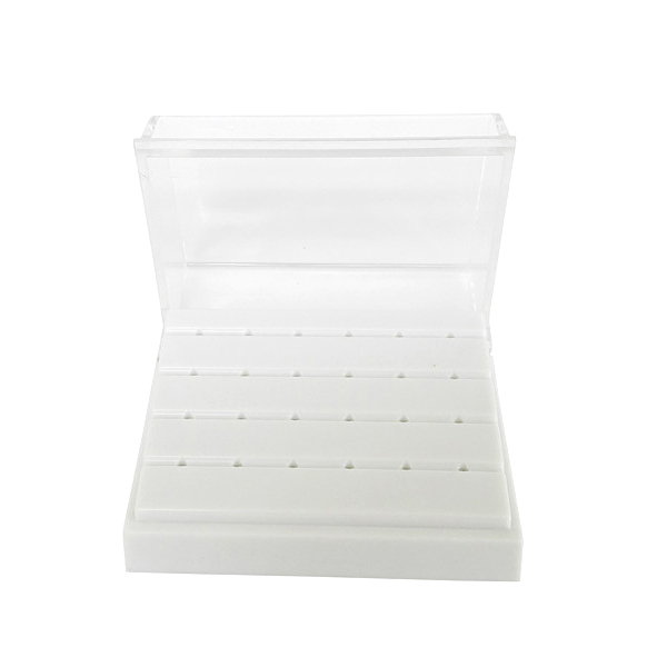 24 Holes Dental Burs Drill Holder Stand Block Disinfection Case Plastic White