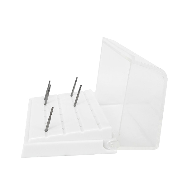24 Holes Dental Burs Drill Holder Stand Block Disinfection Case Plastic White