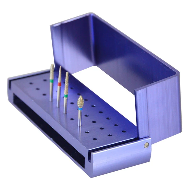 Dental Bur Burs Holder Block Disinfection Box Aluminium Autoclave 30 Holes