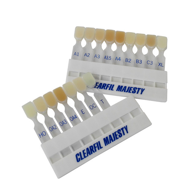 CLEARFIL MAJESTY DENTAL TEETH BLEACHING WHITENING SHADE GUIDE COMPARISON SAMPLE