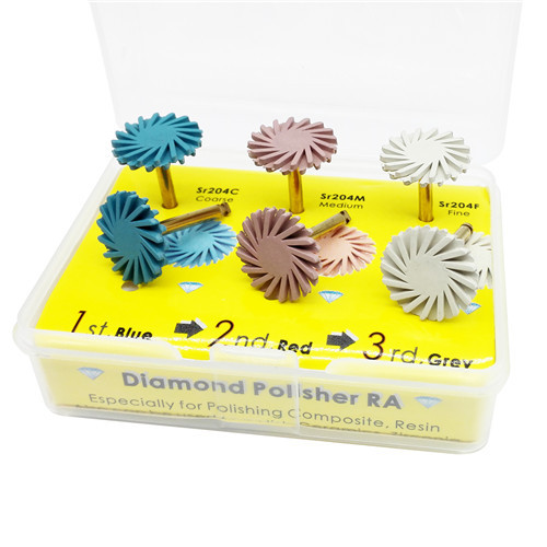 YWBL-WH 6 Pcs Mixed Dental Composite Resin Polishing Disc Kit Spiral Brush  Burs with Plastic Storage Box