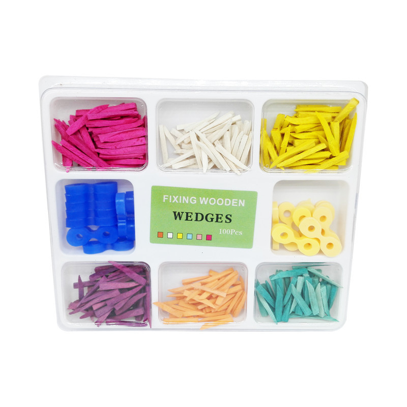 Dental Colored Elastic Fixing Wedges+ Dental Full Set Of Fixing Wooden Wedges