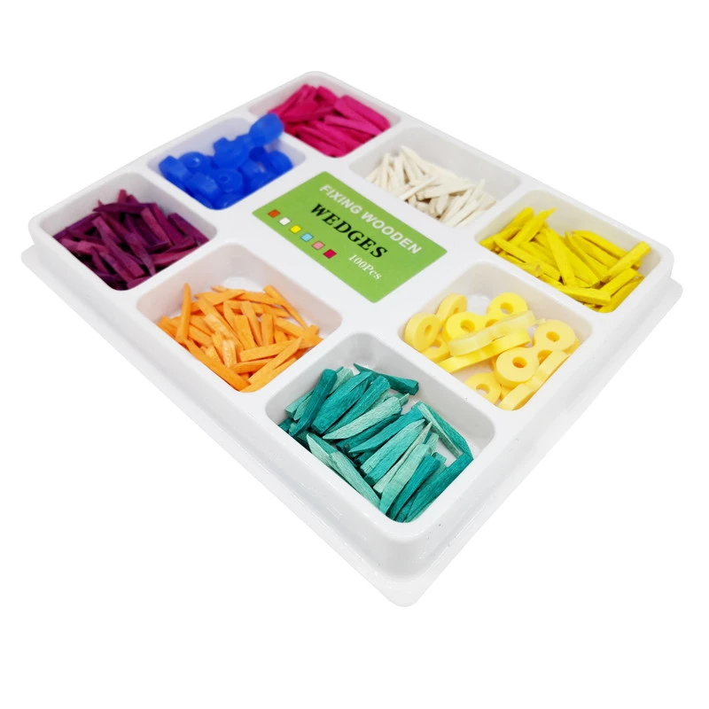 Dental Colored Elastic Fixing Wedges+ Dental Full Set Of Fixing Wooden Wedges