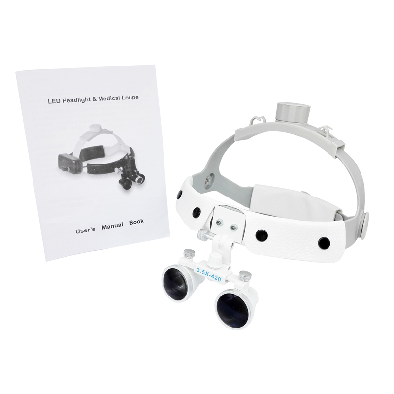 Dental Loupes Surgical Binocular Glass Medical Magnifier 3.5×420 &amp; LED Head Light