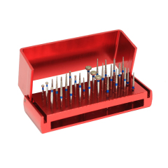 Dental Diamond Polishing Burs FG1.6mm + 1 Disinfection Burs Holder Block