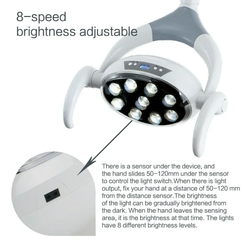 Dental Shadowless Oral Light Lamp with 9 LED Lens φ22mm Connector for Dental Unit Chair