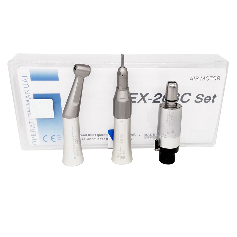 Ikakon Low Speed Dental Handpiece Kit – FX23 Contra Angle, FX65 Straight, FX205 Air Motor – 2/4 Hole