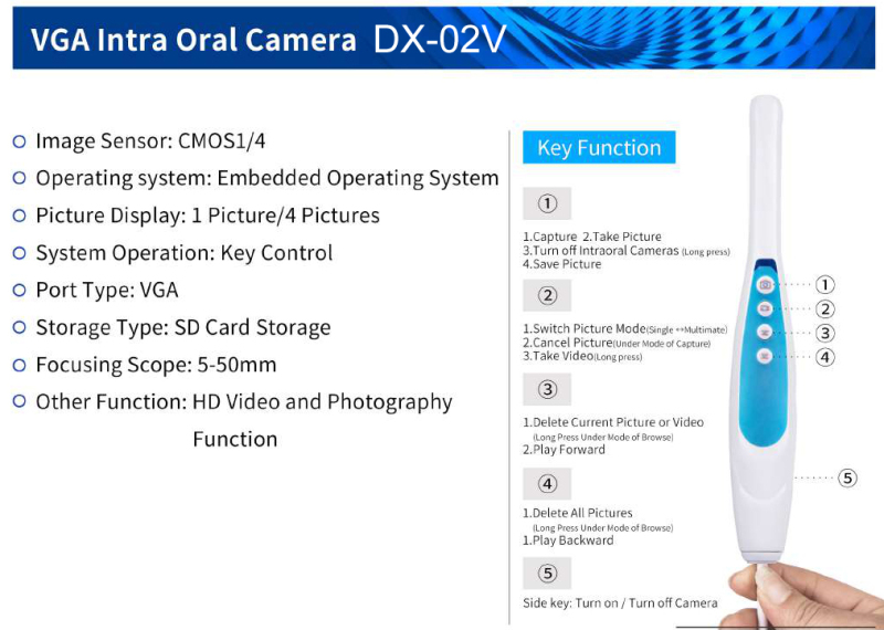 DX-02V Dental Portable Camera Intraoral Digital VGA Imaging