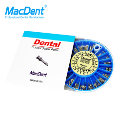 Dental MacDent Conical Pins Screw Post 24K Gold Plated Tapered Kit