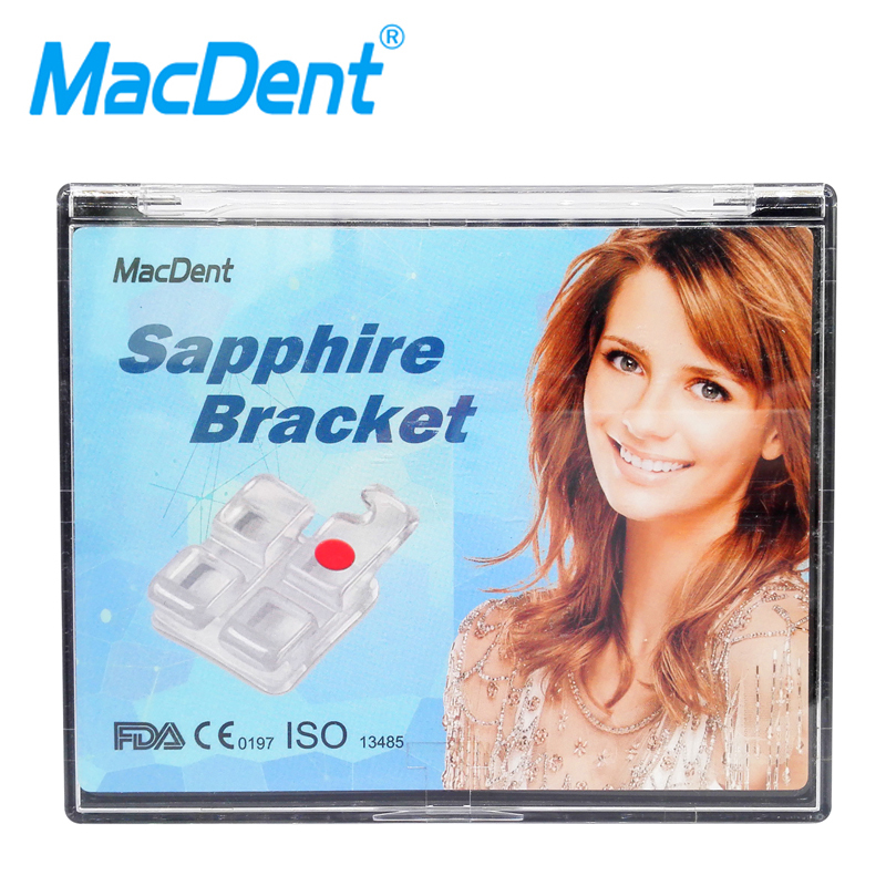 MacDent Dental Orthodontic Monocrystalline Sapphire Ceramic Bracket Roth/MBT 0.022 Hooks 3/Hooks345