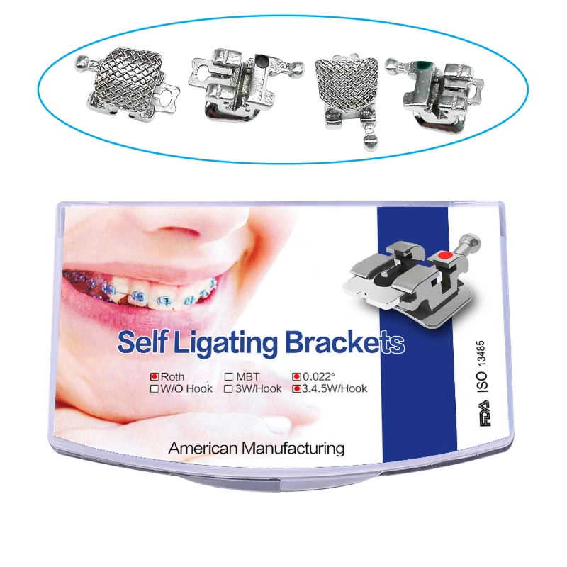 Orthodontic Metal Self-Ligating Brackets Roth/MBT 0.022 Hooks on 345 w