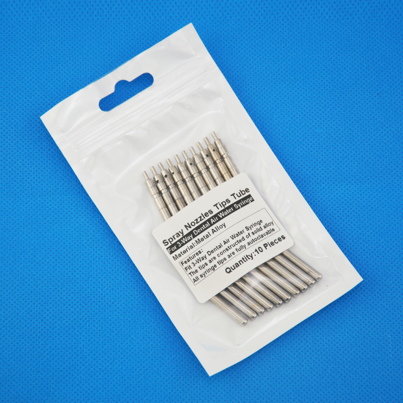 Dental Air Water Spray Triple Syringe Metal Nozzles Tips Tube Autoclavable 10pcs/Set