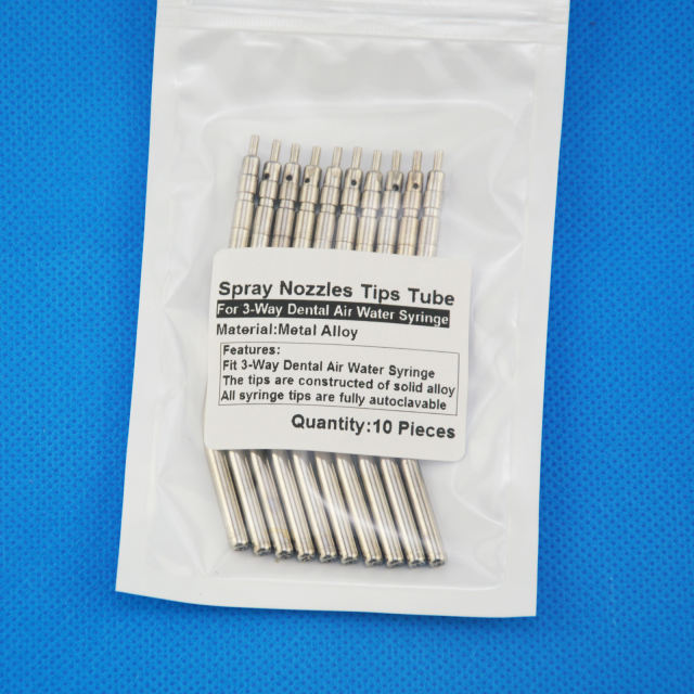Dental Air Water Spray Triple Syringe Metal Nozzles Tips Tube Autoclavable 10pcs/Set