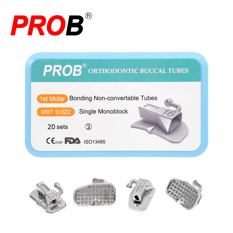 PROB Dental Orthodontic Buccal Tubes 1st 2nd Monoblock/Mesh Base Roth MBT 022/018