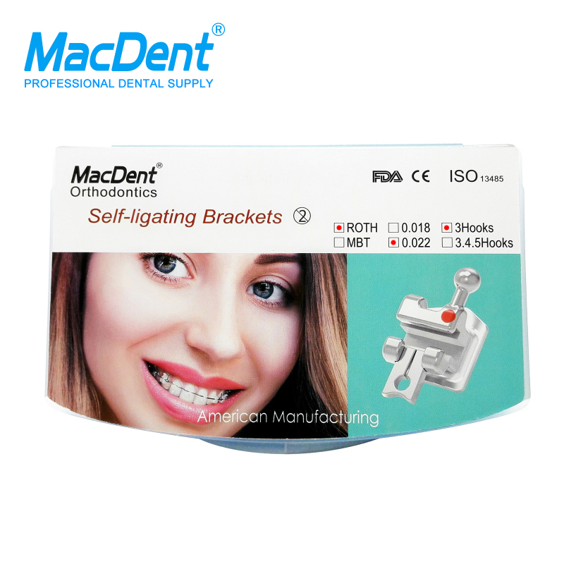 MacDent Dental Orthodontic Self-ligating Brackets 5-5 Roth/MBT 0.022