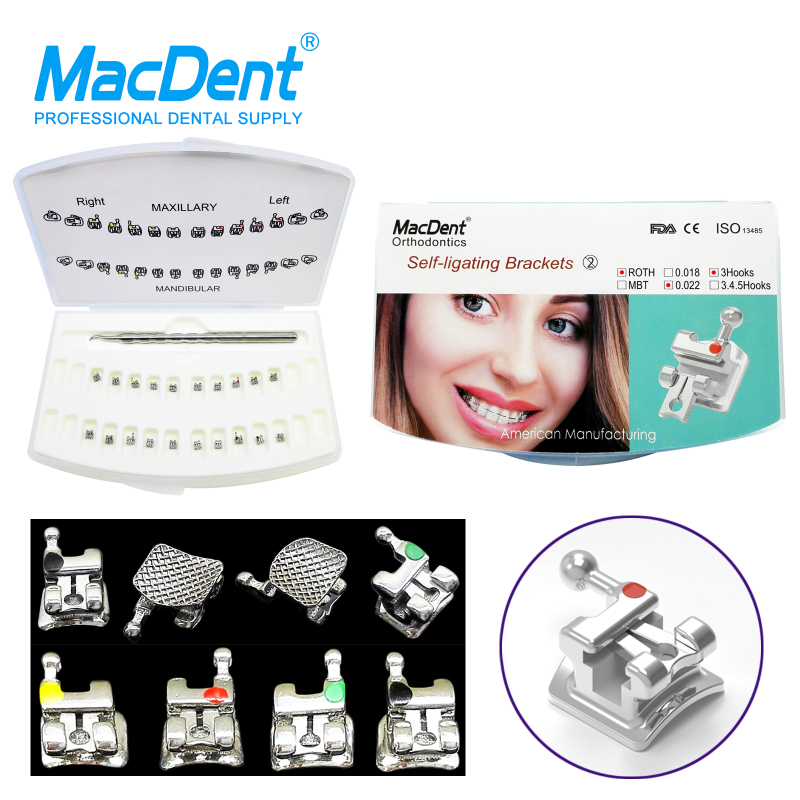 MacDent Dental Orthodontic Self-ligating Brackets 5-5 Roth/MBT 0.022