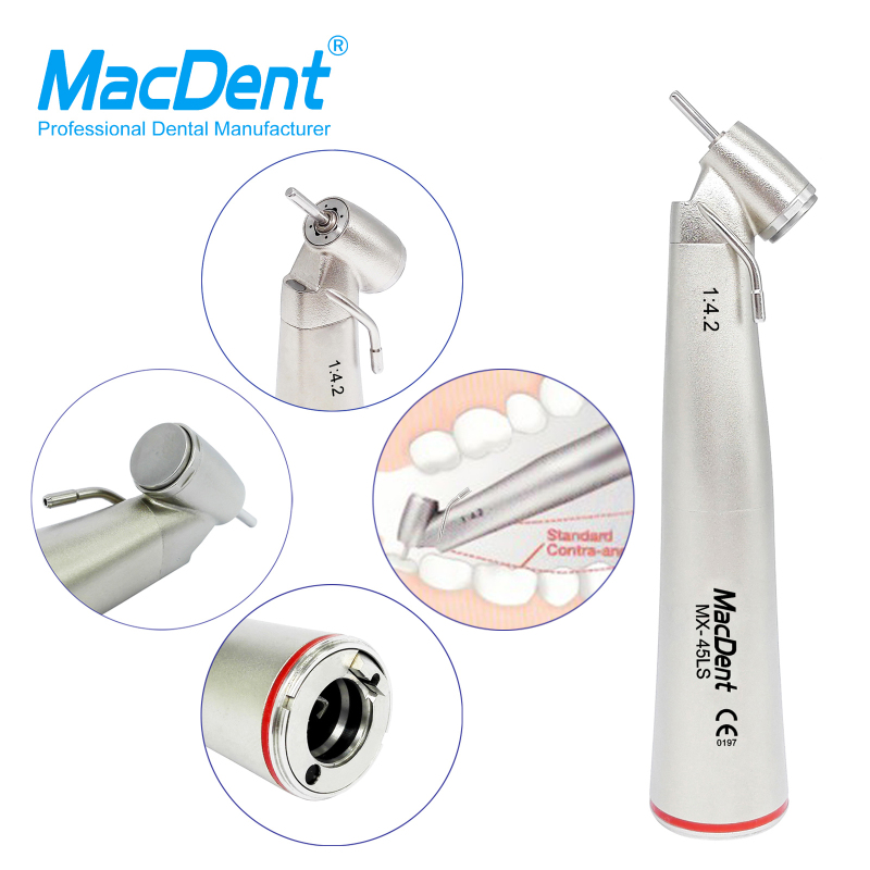 MacDent MX-45LS 1:4.2 Dental Fiber Optic 45° Surgical Contra Angle Handpiece